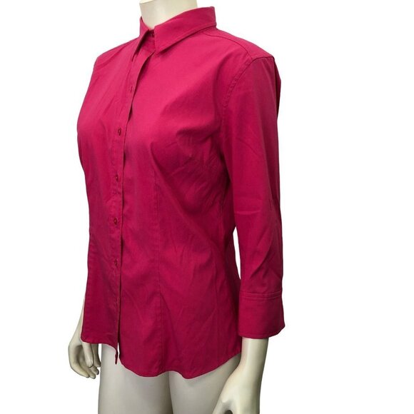 EXPRESS WOMEN stretch  BUTTON UP 3/4 SLEEVE TOP 12 - Picture 2 of 5